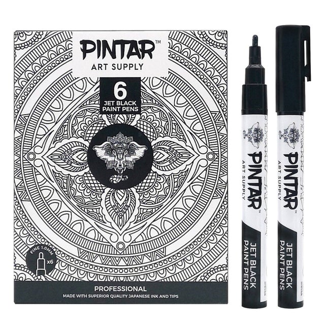 PINTAR Black Acrylic Paint Markers - Black Paint Pen as Guestbook Mark–  Pintar Art Supply